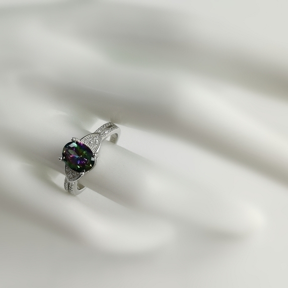 Mystic Topaz cz ring in Sterling Silver size 8 🆕 - Picture 5 of 6